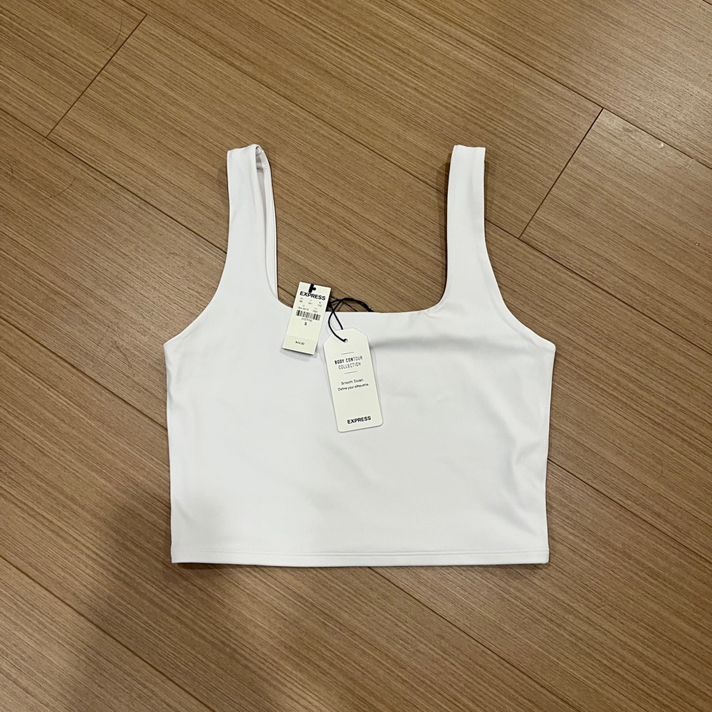 [NWT] EXPRESS BODY CONTOUR SQUARE NECK CROPPED TANK IN WHITE